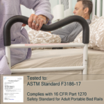 M‑Rail bedside rail with 16 CFR Part 1270 compliance certificate